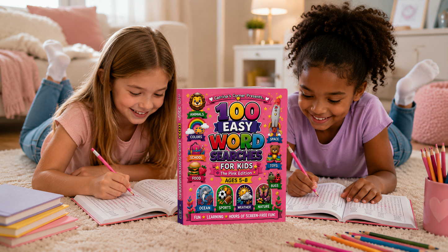 100 Easy Word Searches for Kids: Pink Edition