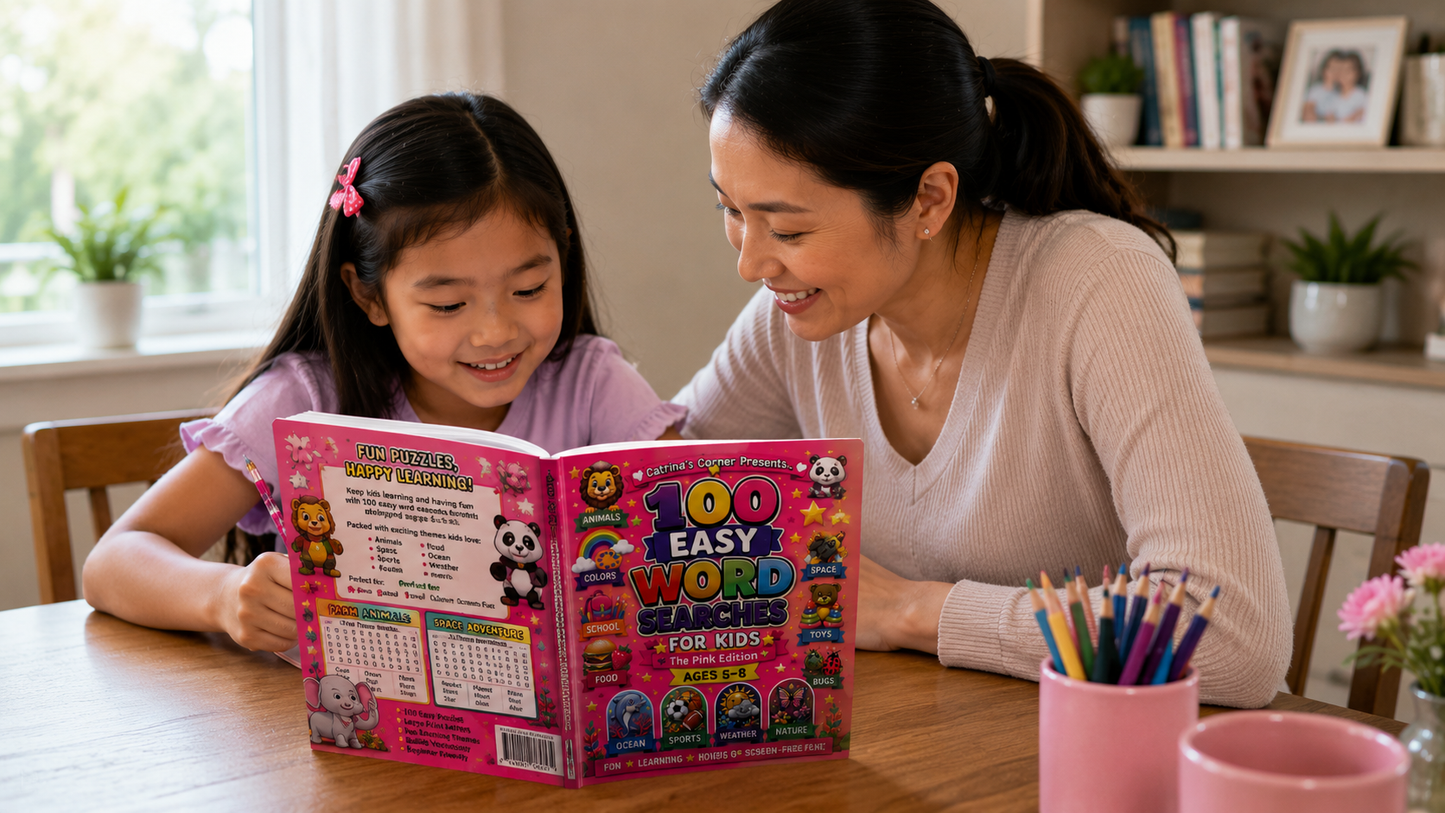 100 Easy Word Searches for Kids: Pink Edition