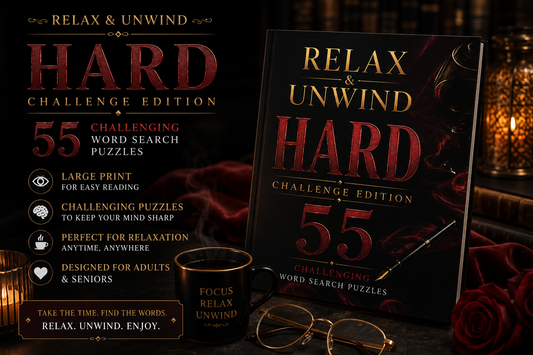 Relax & Unwind: Hard Challenge Large Print Word Search Collection