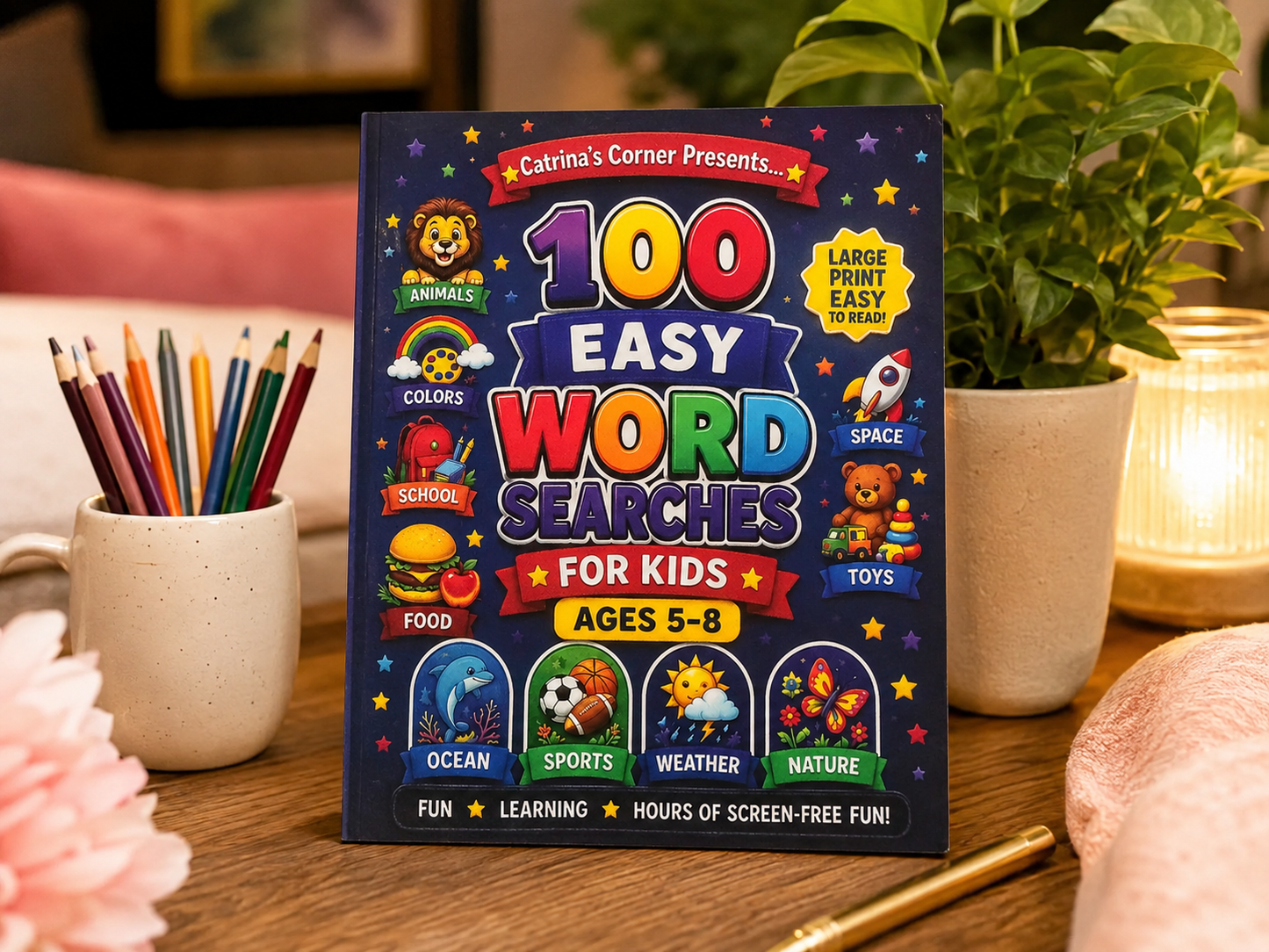 100 Easy Word Searches for Kids: Blue Edition