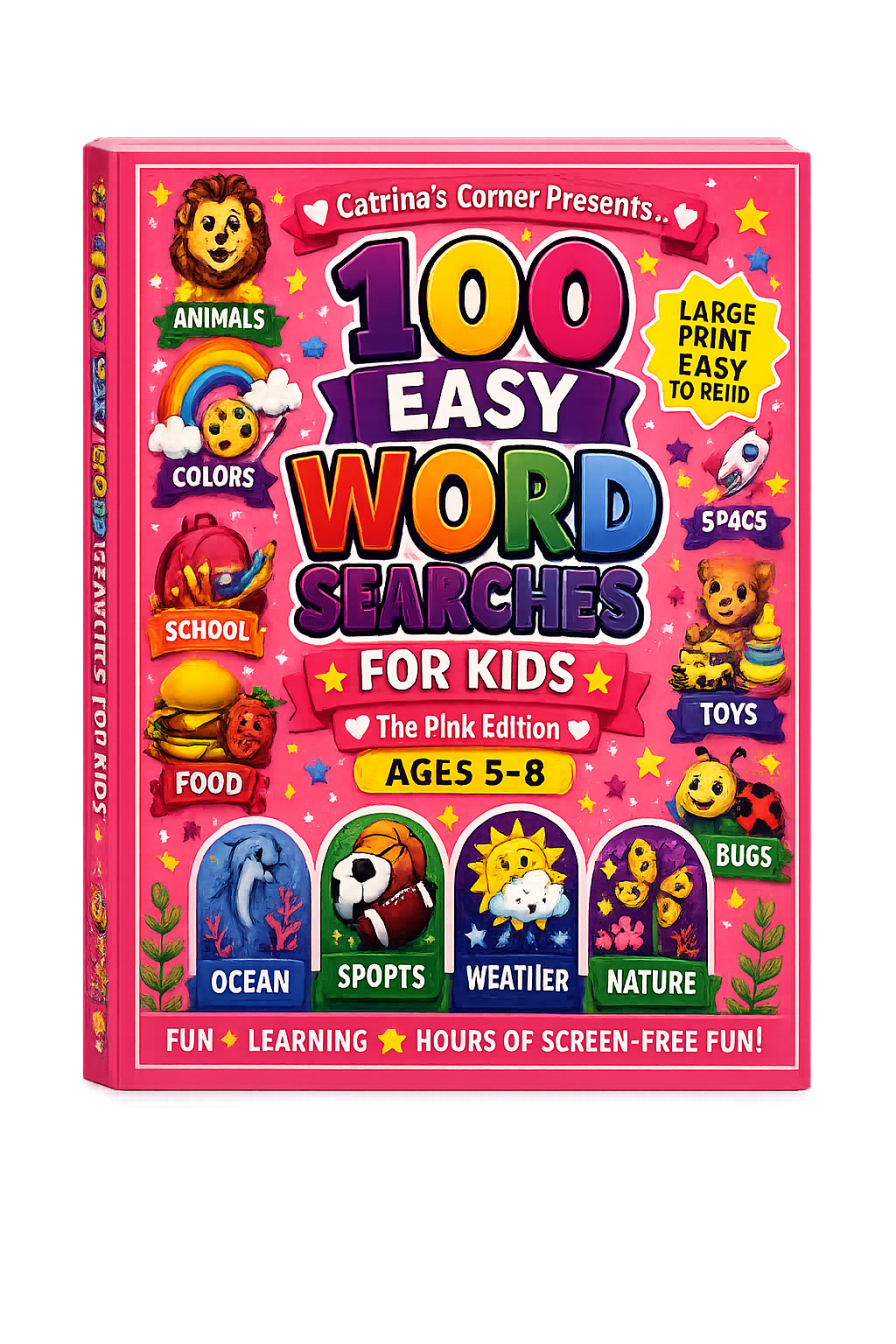100 Easy Word Searches for Kids: Pink Edition