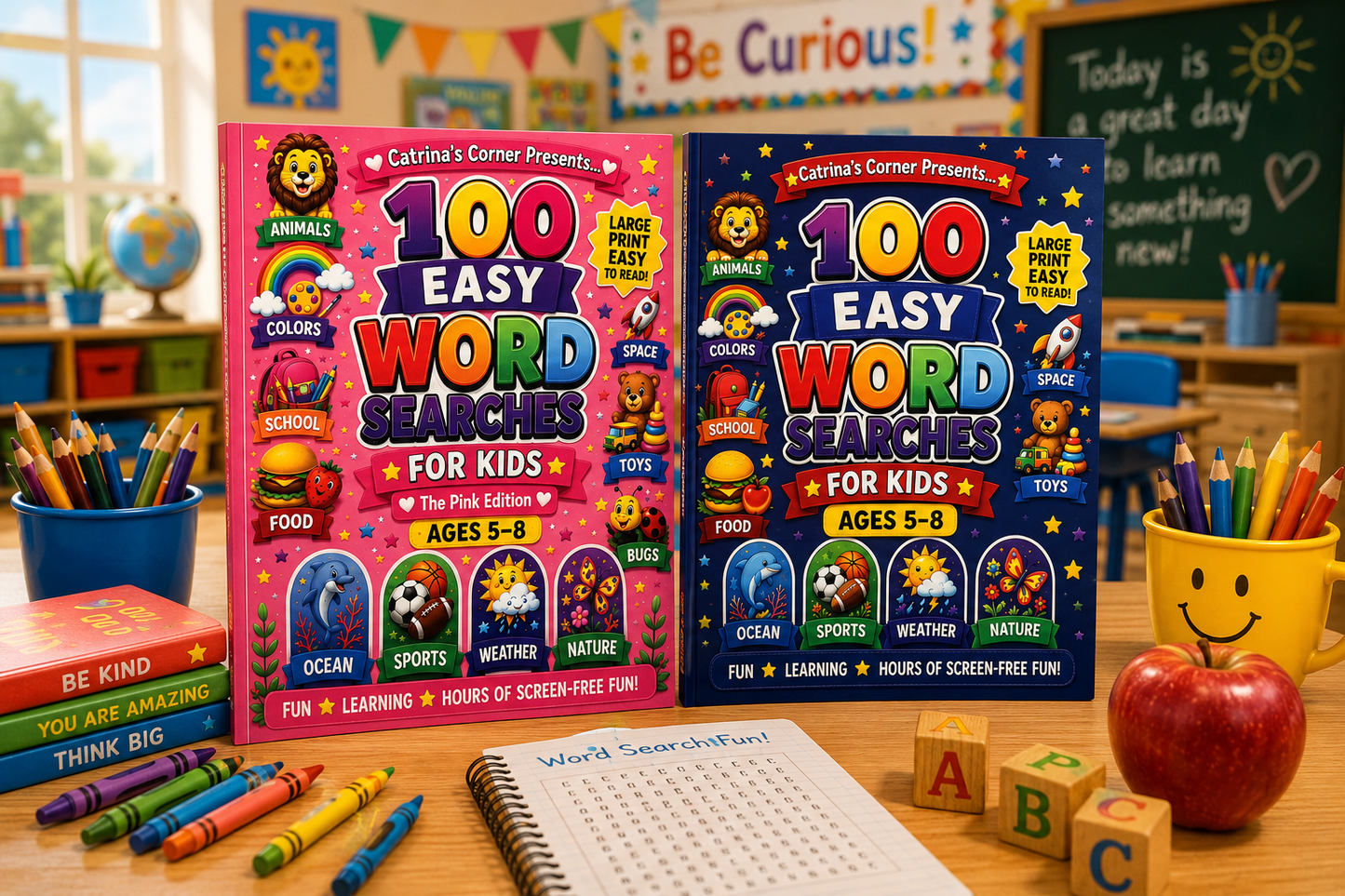 100 Easy Word Searches for Kids: Pink Edition