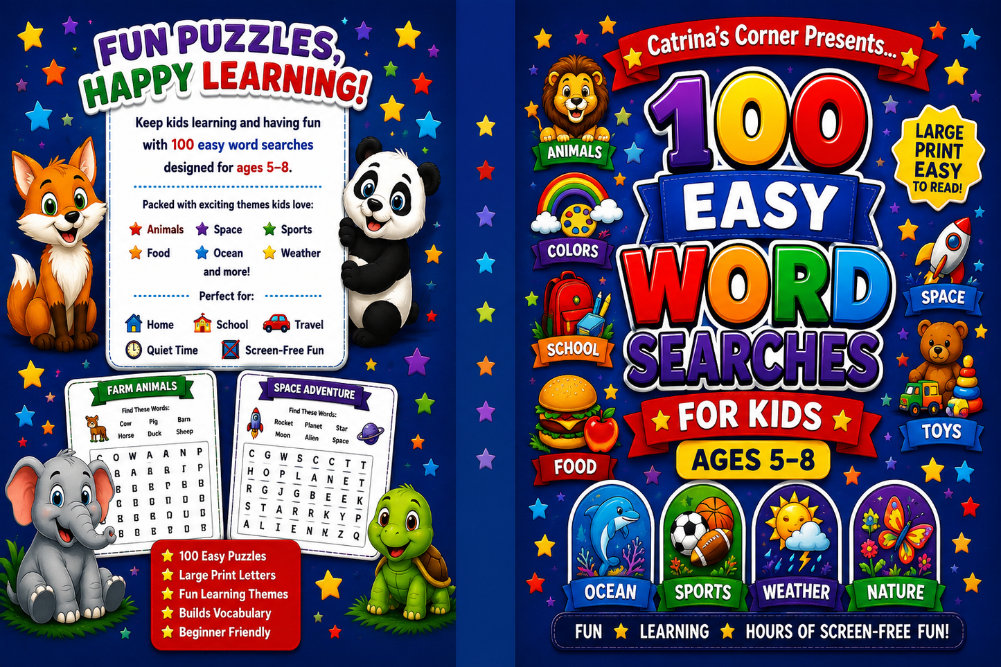 100 Easy Word Searches for Kids: Blue Edition
