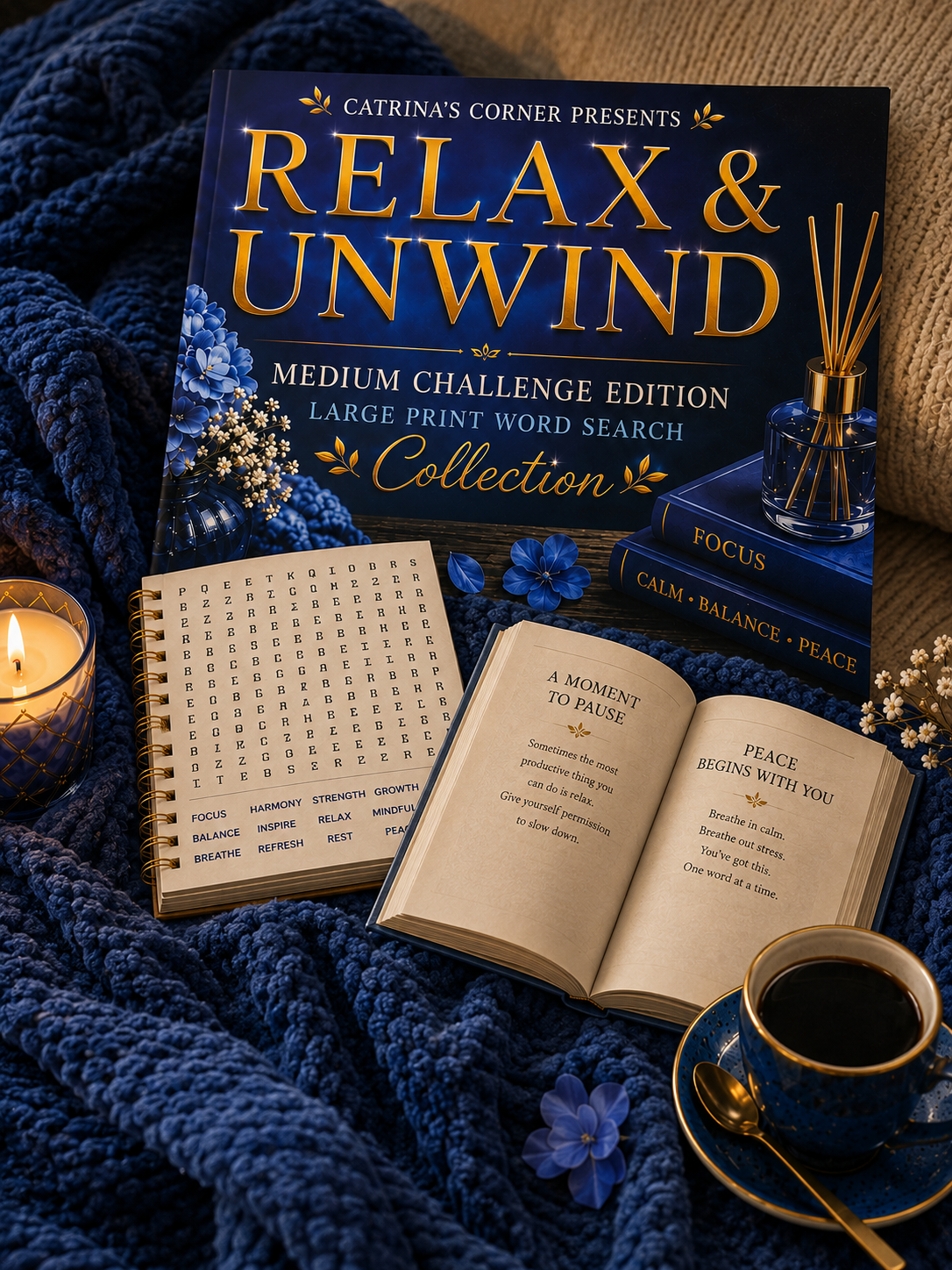 Relax & Unwind: Medium Challenge Large Print Word Search Collection